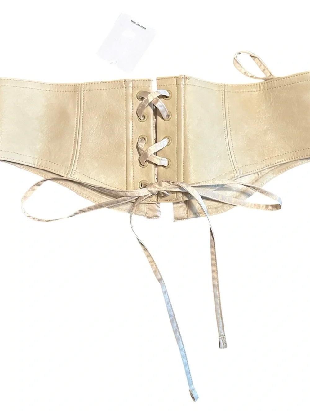silence + noise nude Cream Lace-Up Waist Corset Belt